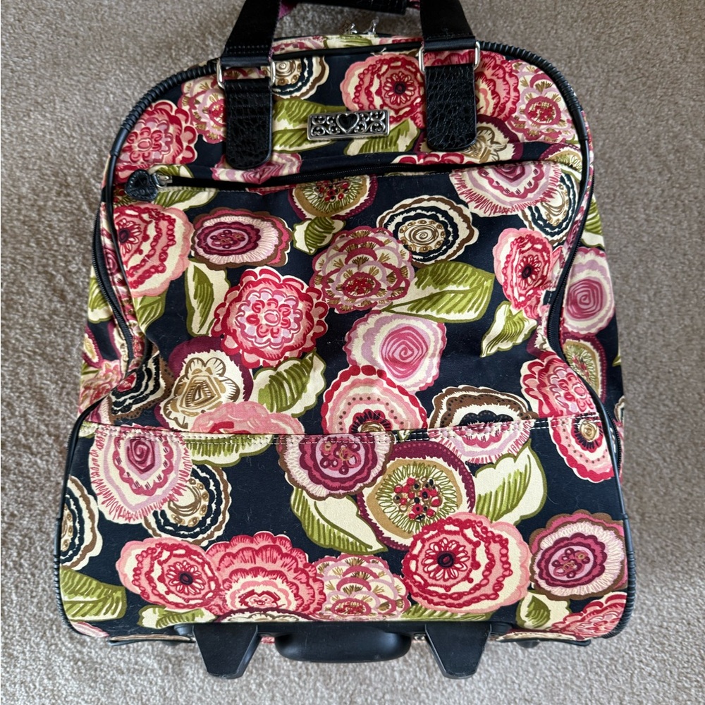 Brighton Floral Travel Bag with Black Handles 22” carry on size NWOT